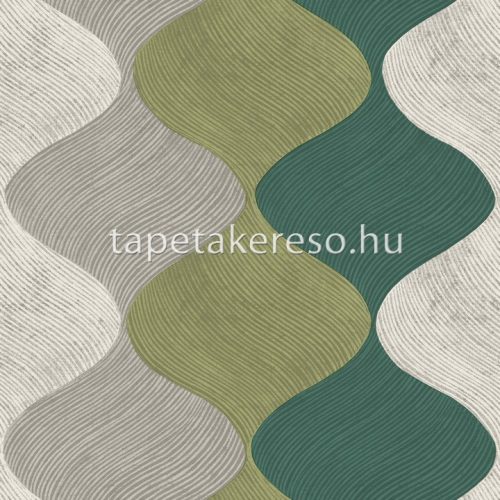 Parato CVLTO vlies, vinyl anyagú zöld, törtfehér, csillámos színű hullámos, textilhatású modern tapéta