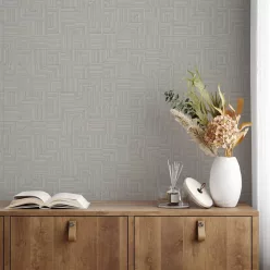   Adawall Omega vlies, vinyl anyagú barna, szürke színű geometriai modern tapéta