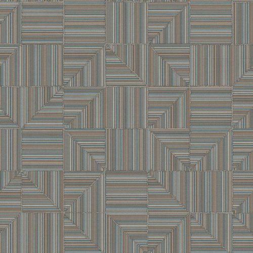 Adawall Omega vlies, vinyl anyagú barna, kék színű geometriai modern tapéta