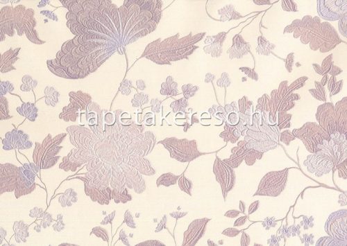 Sirpi Italian Silk 7 papír, vinyl anyagú beige, lila színű virágos klasszikus tapéta