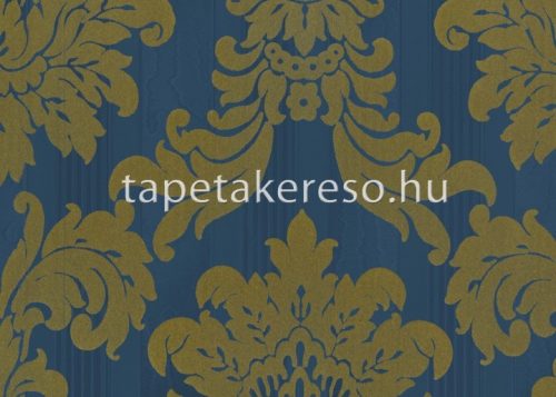 Sirpi Italian Velour flock, papír, vinyl anyagú kék, sárga színű barokk modern tapéta