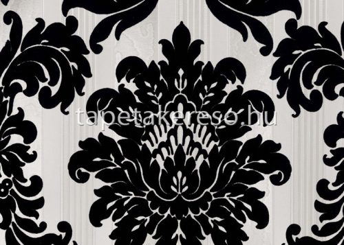 Sirpi Italian Velour flock, papír, vinyl anyagú fekete, fehér színű barokk modern tapéta
