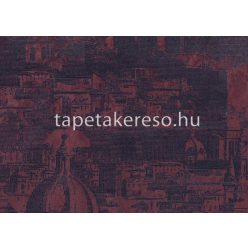   Sirpi Italian Velour flock, papír, vinyl anyagú bordó, kék színű épület modern tapéta