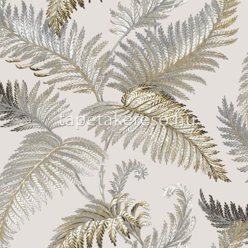 Zambaiti Parati Vintage 2021 vlies, vinyl anyagú beige, szürke, arany, fekete színű leveles, növényes klasszikus, vintage tapéta