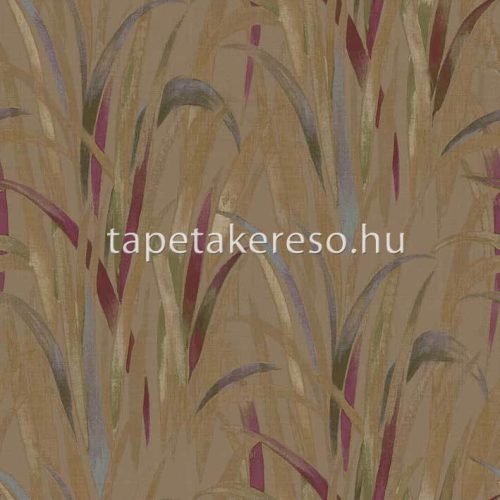 Cristiana Masi Thai vlies, vinyl anyagú barna, kék, zöld, rózsaszín, lila színű leveles, textilhatású modern, natural tapéta