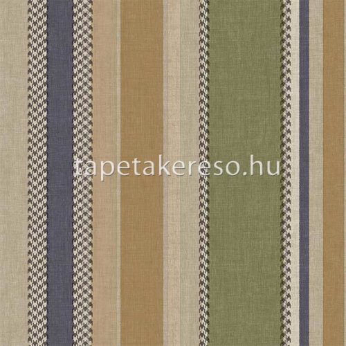 Cristiana Masi Thai vlies, vinyl anyagú barna, kék, zöld, szürke, beige színű csíkos, tyúkláb modern, natural tapéta