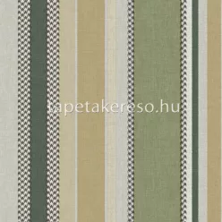   Cristiana Masi Thai vlies, vinyl anyagú zöld, barna, beige, szürke, törtfehér színű csíkos, tyúkláb modern, natural tapéta