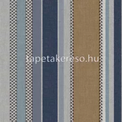   Cristiana Masi Thai vlies, vinyl anyagú kék, barna, szürke színű csíkos, tyúkláb modern, natural tapéta