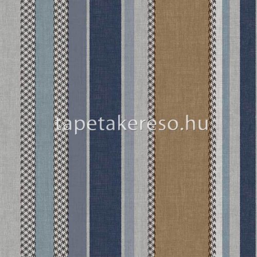 Cristiana Masi Thai vlies, vinyl anyagú kék, barna, szürke színű csíkos, tyúkláb modern, natural tapéta