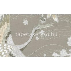   Arte Takara textil, vlies anyagú szürke, beige, fehér, zöld, barna színű madaras, virágos natural tapéta