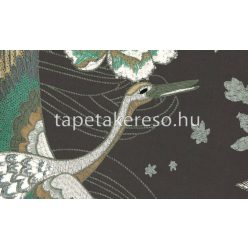   Arte Takara textil, vlies anyagú fekete, türkiz, barna, arany, beige, szürke színű madaras, virágos natural tapéta