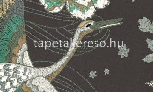 Arte Takara textil, vlies anyagú fekete, türkiz, barna, arany, beige, szürke színű madaras, virágos natural tapéta