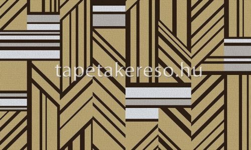 Arte Takara vlies anyagú fekete, arany, ezüst, fehér színű geometriai, szövethatású natural tapéta