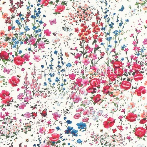 Rasch textil Petite Fleur 5 vlies anyagú fehér, kék, rózsaszín, zöld, piros színű virágos romantikus tapéta