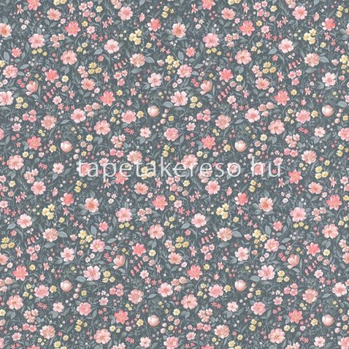 Rasch textil Petite Fleur 5 vlies anyagú szürke, rózsaszín, sárga színű virágos romantikus tapéta