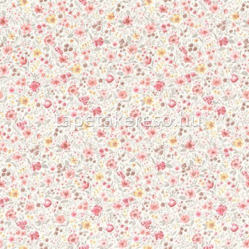 Rasch textil Petite Fleur 5 vlies anyagú fehér, szürke, barna, rózsaszín színű virágos romantikus tapéta