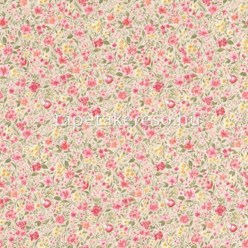 Rasch textil Petite Fleur 5 vlies anyagú beige, zöld, sárga, rózsaszín színű virágos romantikus tapéta