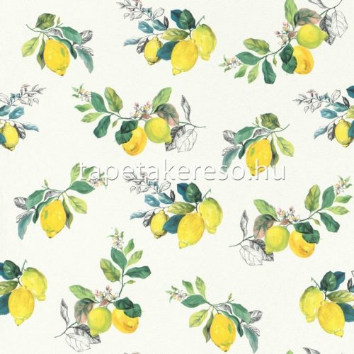 Rasch textil Petite Fleur 5 vlies anyagú fehér, zöld, sárga, barack színű gyümölcsös romantikus tapéta