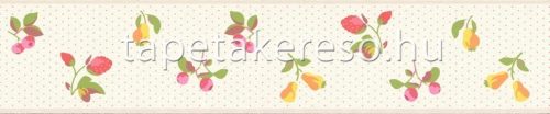 Rasch textil Petite Fleur 5 papír anyagú beige, pink, zöld, sárga színű gyümölcsös romantikus bordűr