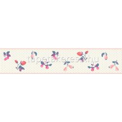   Rasch textil Petite Fleur 5 papír anyagú fehér, rózsaszín, kék, pink színű gyümölcsös romantikus bordűr
