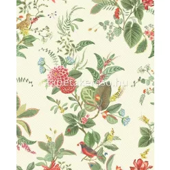   Eijffinger Pip Studio 5 vlies anyagú beige, zöld, piros, sárga, barna, kék színű virágos, madaras romantikus tapéta