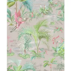  Eijffinger Pip Studio 5 vlies anyagú beige, zöld, kék, rózsaszín színű leveles, madaras romantikus tapéta