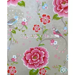   Eijffinger Pip Studio 5 vlies anyagú beige, fehér, pink, zöld színű kalitkás, madaras, virágos romantikus tapéta