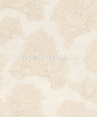 Emil & Hugo Moana vlies anyagú beige, barna színű leveles modern tapéta