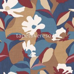   Cristiana Masi Energie vlies, vinyl anyagú kék, barna, beige, bordó, rózsaszín színű virágos, textilhatású modern tapéta