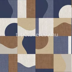   Cristiana Masi Energie vlies, vinyl anyagú kék, barna, szürke színű geometriai, textilhatású modern tapéta