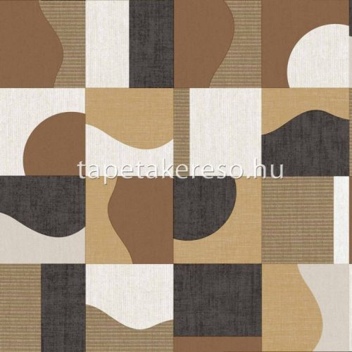 Cristiana Masi Energie vlies, vinyl anyagú fekete, barna, törtfehér, beige, csillámos színű geometriai, textilhatású modern tapéta