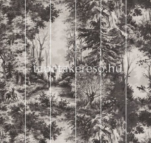 Emil & Hugo Linen House vlies anyagú törtfehér, szürke, fekete színű állatos, erdő modern poszter
