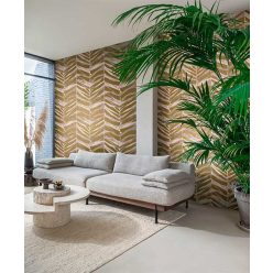   Emil & Hugo Akasa vlies anyagú arany, barna, beige színű leveles, absztrakt Modern tapéta