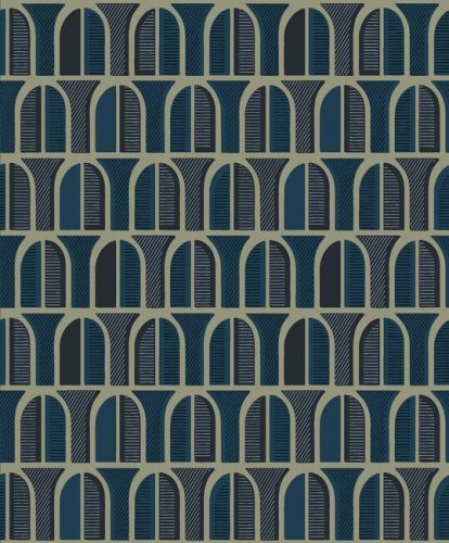 Boras The Apartment vlies anyagú arany, kék színű geometriai modern tapéta