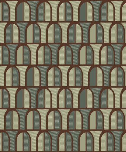 Boras The Apartment vlies anyagú barna, zöld színű geometriai modern tapéta