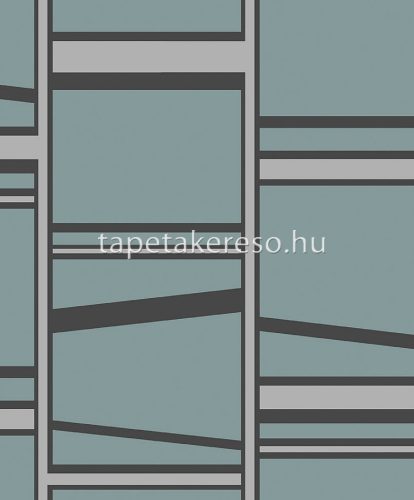 Boras The Apartment vlies anyagú ezüst, fekete, türkiz színű geometriai modern tapéta