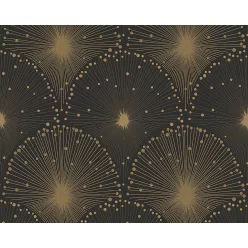  AS Creation Black is Beautiful vlies, habos anyagú fekete, arany színű geometriai modern tapéta