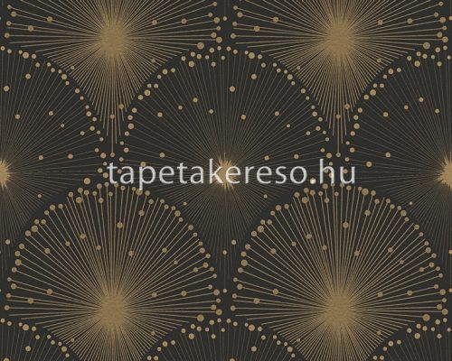 AS Creation Black is Beautiful vlies, habos anyagú fekete, arany színű geometriai modern tapéta