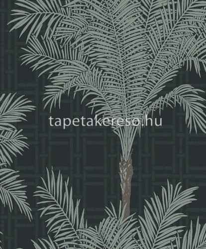 Boras The Apartment vlies anyagú fekete, zöld, gyöngyház színű leveles modern tapéta