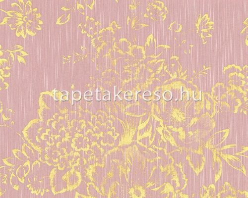Architects Paper Metalic Silk vlies, textil anyagú rózsaszín, arany színű virágos klasszikus tapéta