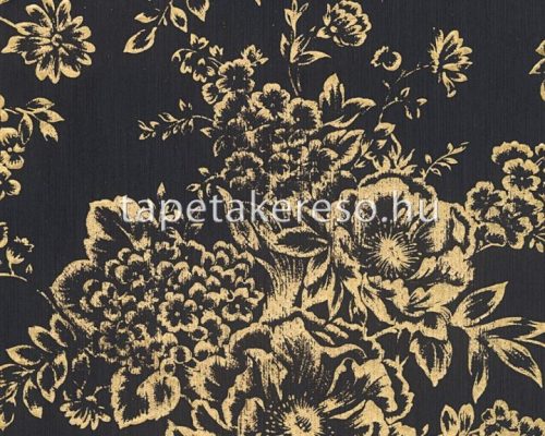 Architects Paper Finest vlies, textil anyagú fekete, arany színű virágos modern tapéta