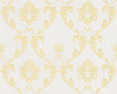 Architects Paper Finest vlies, textil anyagú fehér, arany színű barokk klasszikus tapéta
