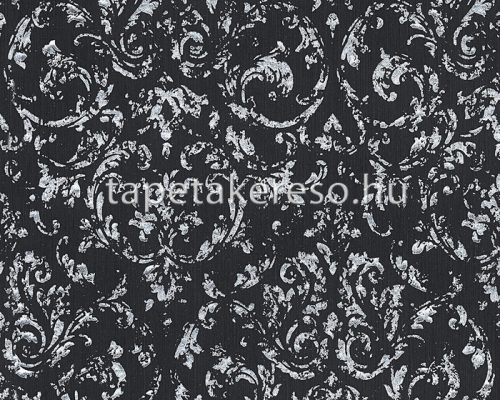 Architects Paper Metalic Silk vlies, textil anyagú fekete, ezüst színű barokk klasszikus tapéta