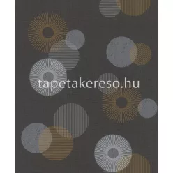   Rasch Color Your Life vlies, habos anyagú fekete, fehér, sárga színű körös modern tapéta