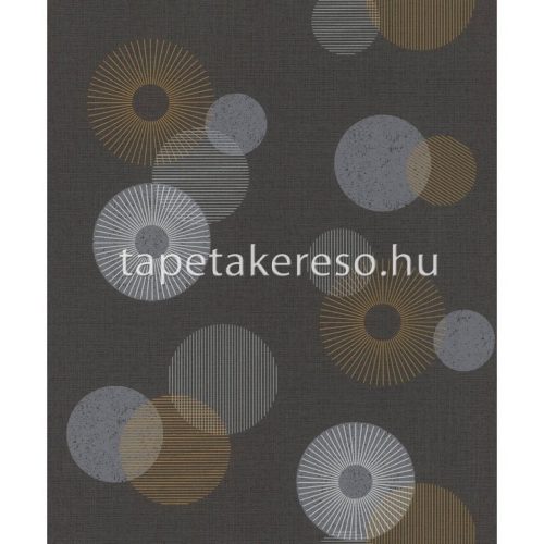 Rasch Color Your Life vlies, habos anyagú fekete, fehér, sárga színű körös modern tapéta