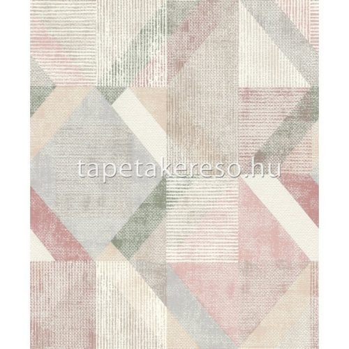 Rasch Color Your Life vlies, habos anyagú beige, barna, rózsaszín színű koptatott, geometriai modern tapéta
