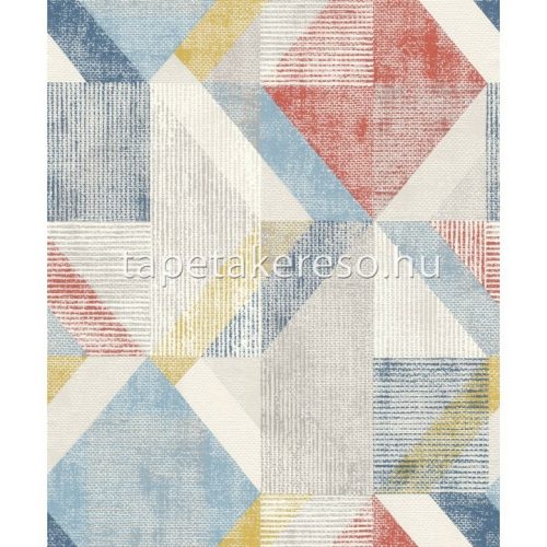 Rasch Color Your Life vlies, habos anyagú fehér, szürke, kék, terrakotta színű koptatott, geometriai modern tapéta