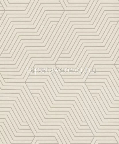 Rasch Deco Style vlies, habos anyagú törtfehér, ezüst, gyöngyház színű geometriai modern tapéta