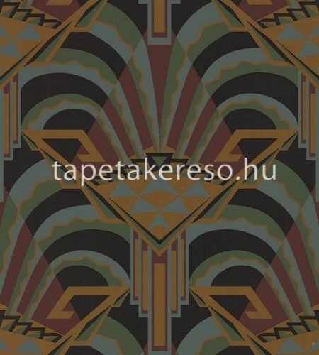Zoffany The muse vlies anyagú fekete, zöld, arany, bordó színű absztrakt modern tapéta