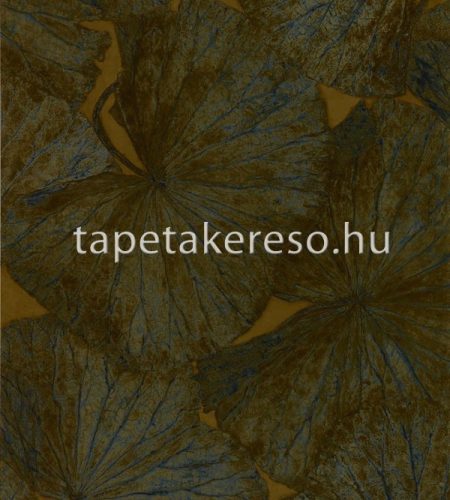 Zoffany The muse vlies anyagú arany, kék színű leveles modern tapéta